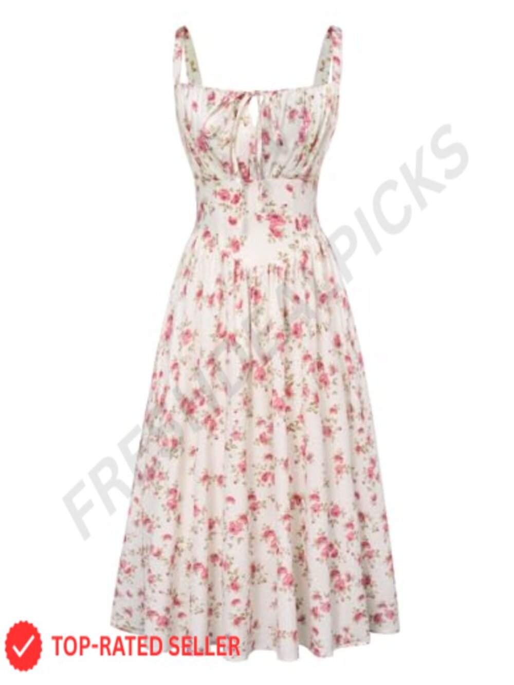 Floral Corset Dress with Pockets Smocked A-Line Midi Summer
